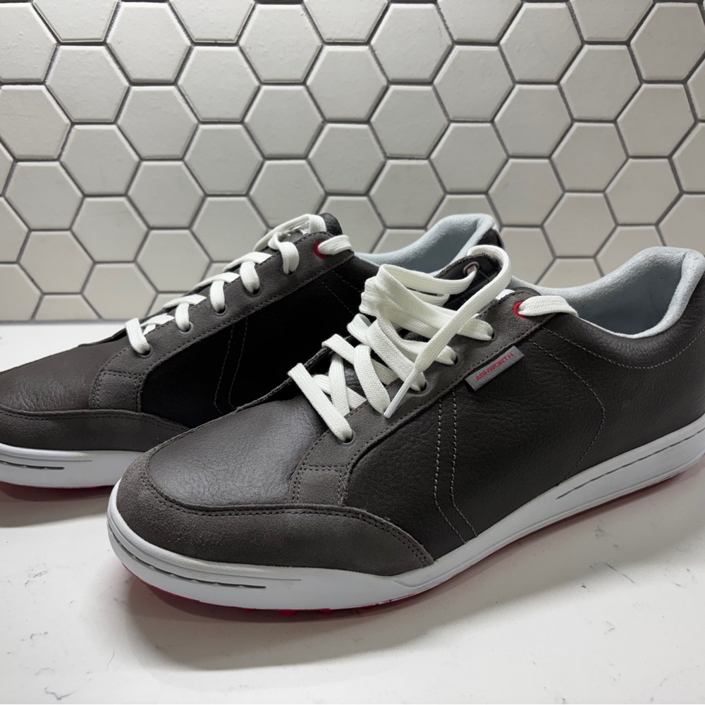 Ashworth Golf Shoes Mens Cardiff Spikeless Golf Sneakers Gray Suede Putting